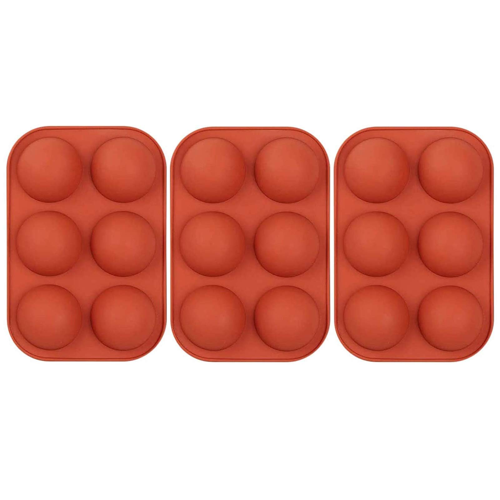 6 Holes Chocolate Making Silicone Mold Half Round Candy Cupcake Pudding Baking Mold Creative DIY Handmad Mold for Kitchen Cakehouse(Color:3PS-RED)
