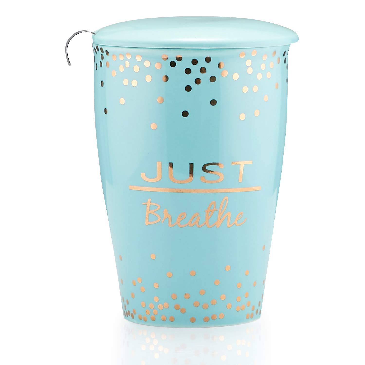 KARALIN Ceramic Tea Cups for Loose Tea, Tea Cup Infuser Lid, Tea Infuser Set,Novelty Coffee Mugs for Travel Porcelain Tea Mug for Women 20 OZ Ceramic Mug (Green)