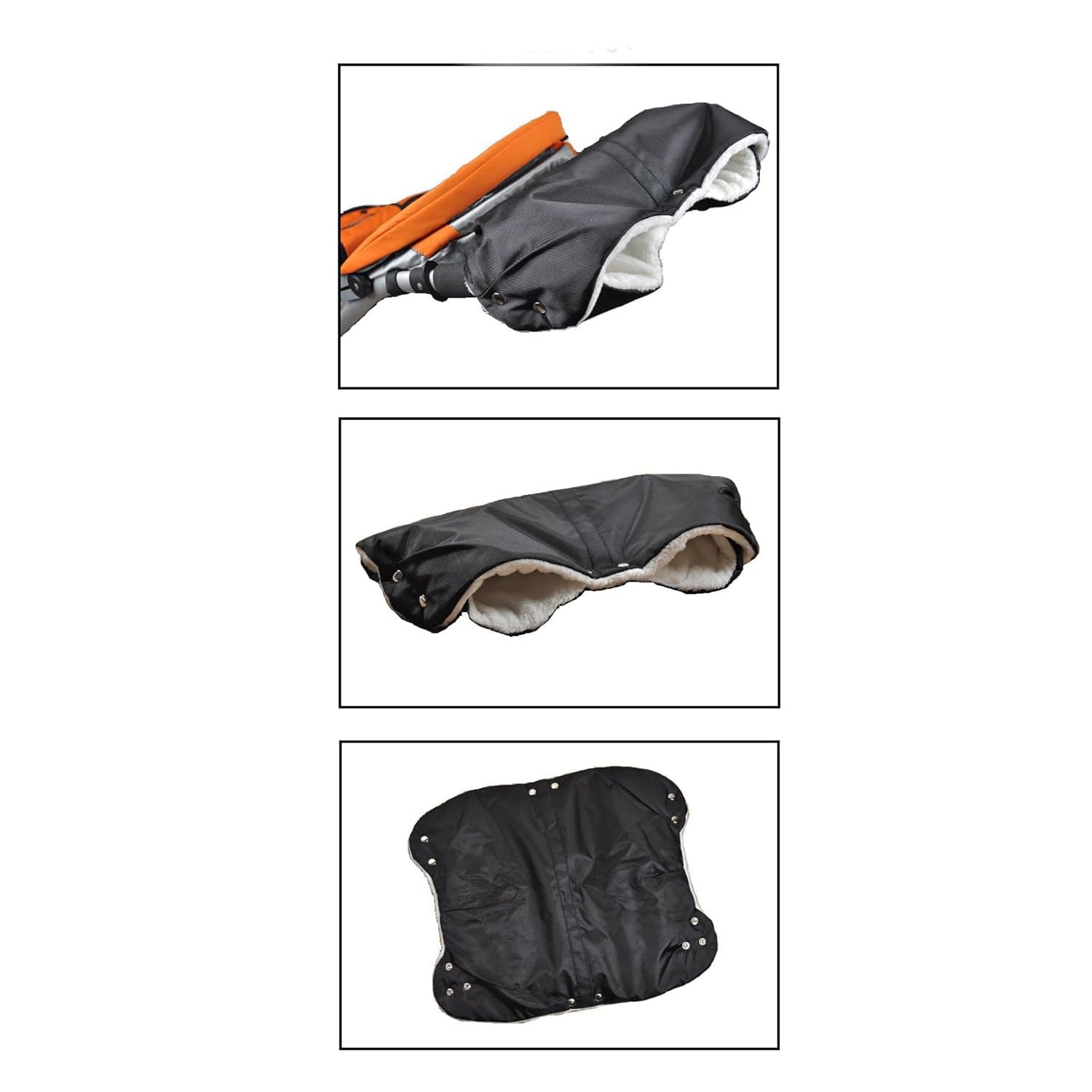 Kinderwagen Zubehör, Kinderwagen Handwärmer, Handmuff mit Fleece Innenseite,Hält die Hände im Winter Warm, Wasserdicht, Universalgröße Handwärmer für Kinderwagen, für Kinderwagen(Schwarz)