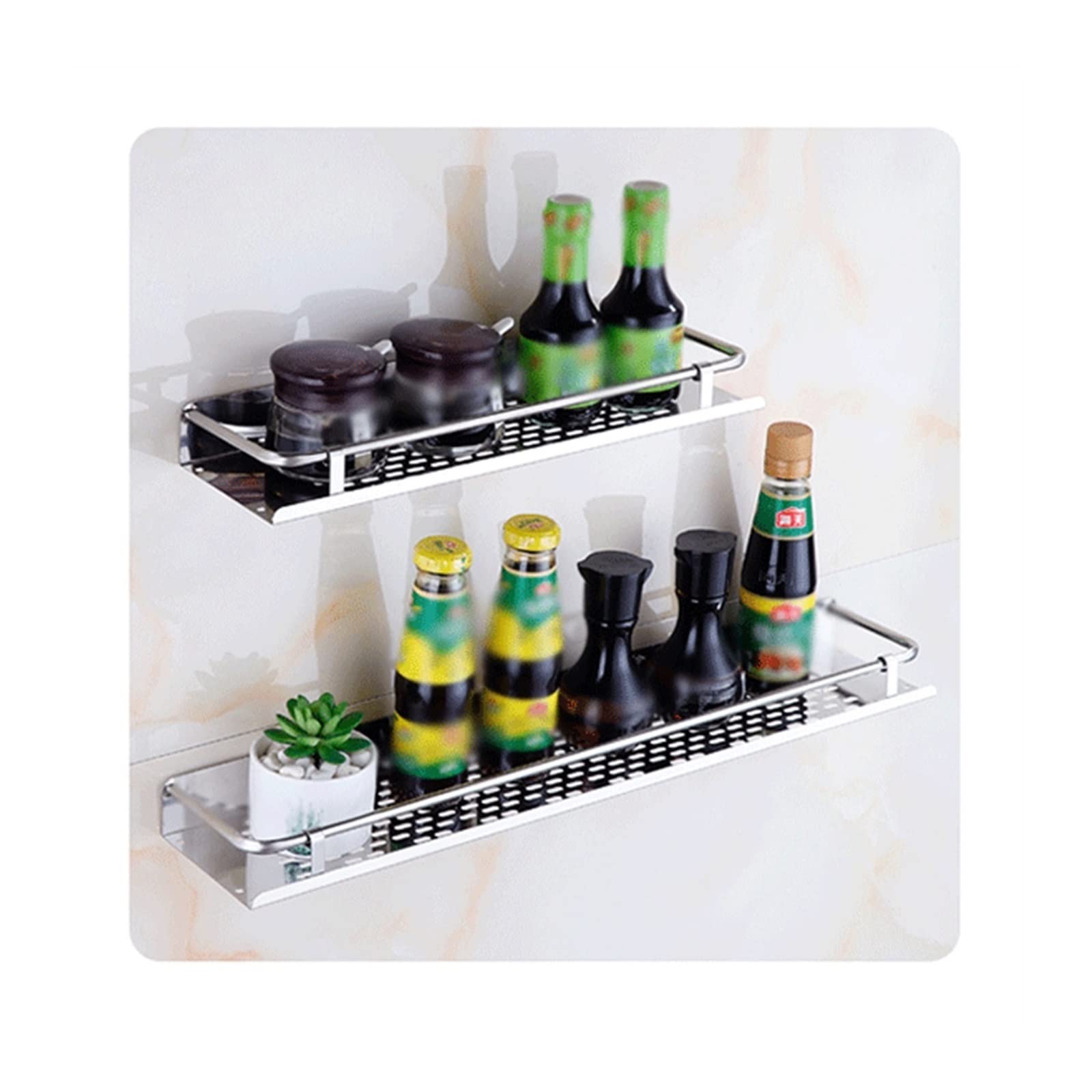 TENGJU Bathroom Storage Shelves Metal Storage Rack Toiletries Storage Rack Single Layer Wall Mounted Stainless Steel Storage Rack