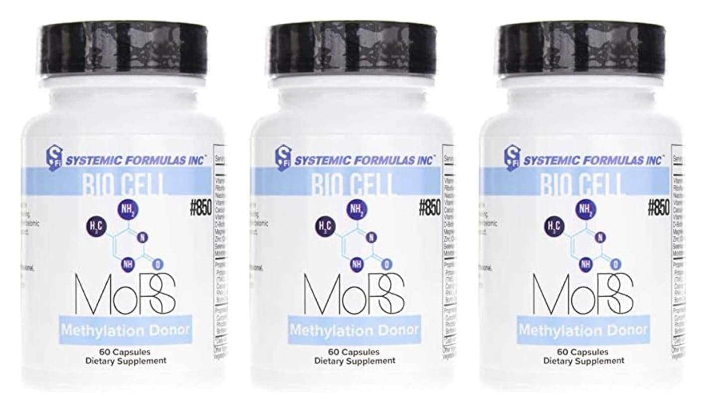 Systemic Formulas Bio Cell #850 MORS - 60 Capsules (Pack of 3) Methylation Donor, Methylguard D-Ribose Support and Pill Organizer