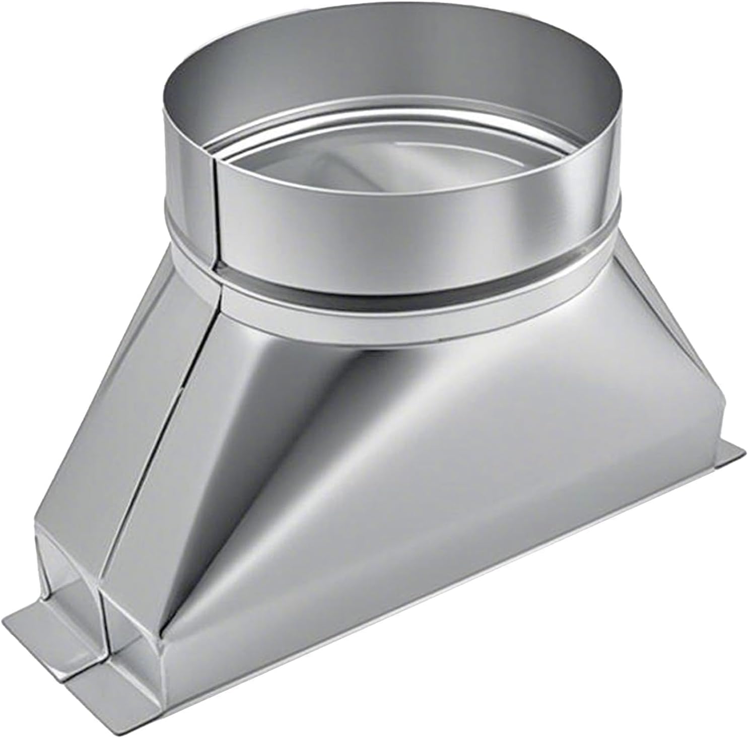 3-1/4" x 10" x 6" Galvanized Rectangular to Round Duct - 6" Diameter HVAC Transition for Microwave Exhaust Vent Kits & Duct Fittings (Silver) 6IN