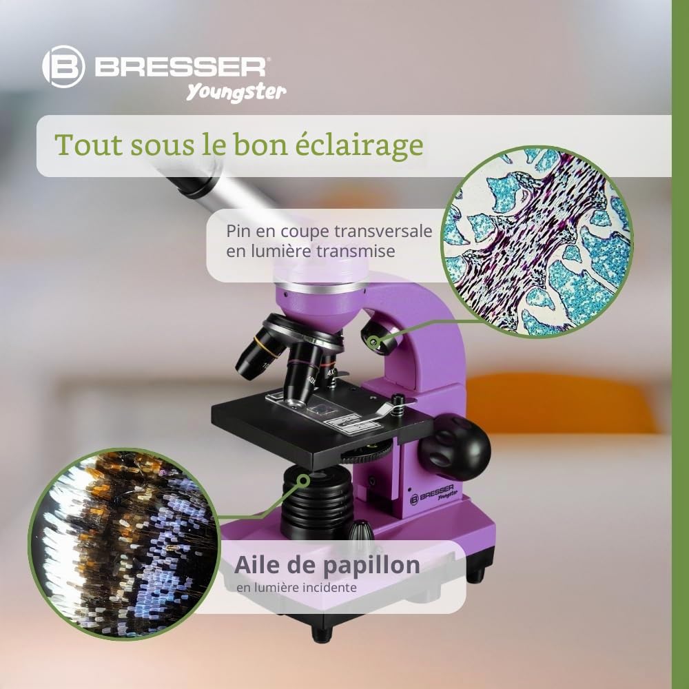 Bresser Junior BIOLUX SEL Microscope d’écolier avec Porte-Smartphone, Zoom à lentille de Barlow, pour Enfants et Adultes
