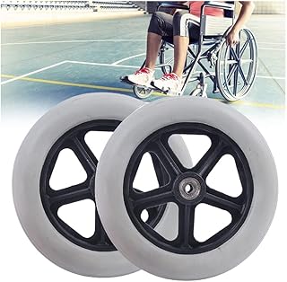Wheelchair Front Caster Wheel, Rubber Replacement Wheelchair, Anti-Slip Replacement Front Casters Universal Wheelchair Replacement Wheel Accessories for Rollators, Walker Grey,7in