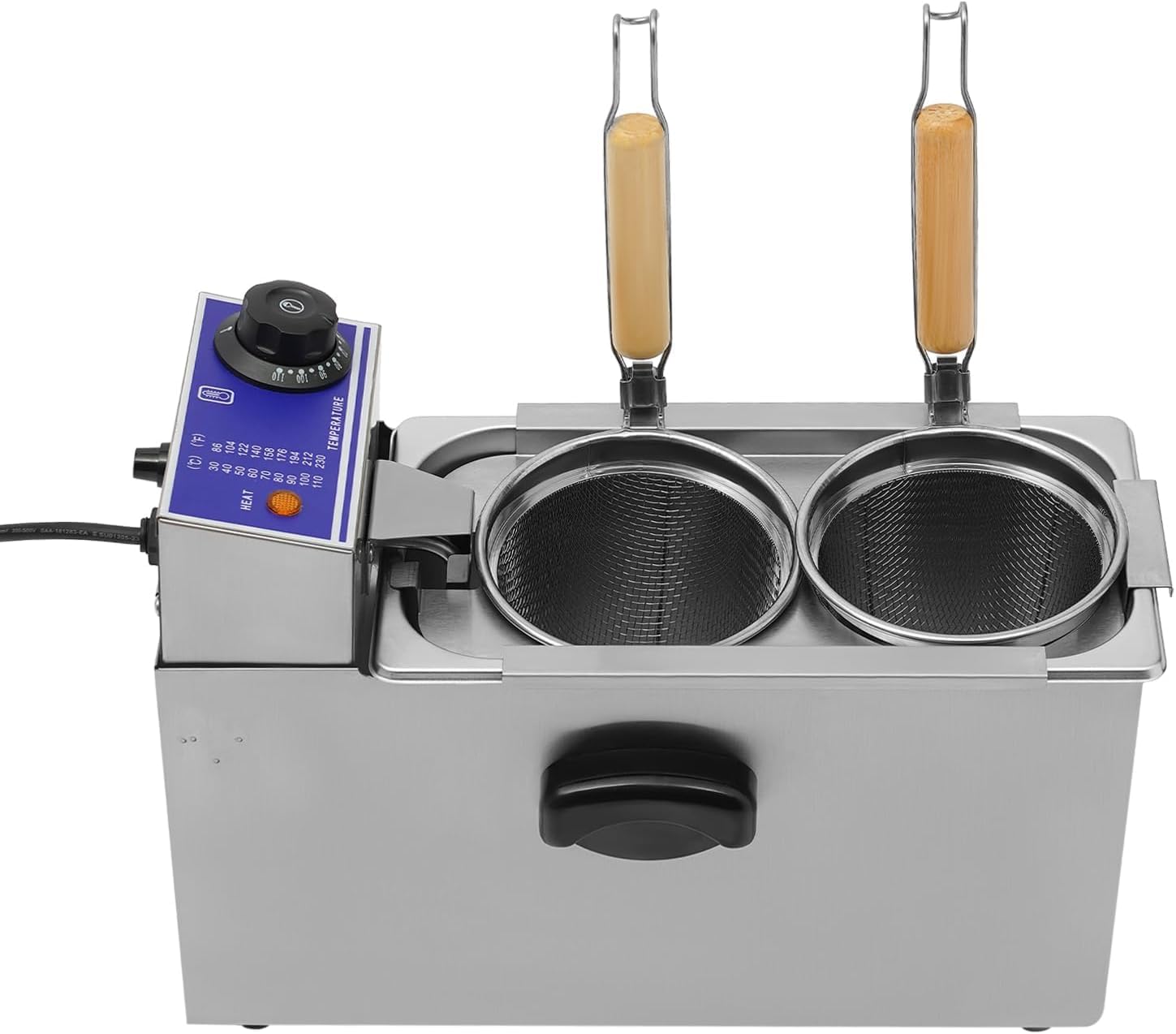 Kjzqxyx 1200W Electric Pasta Cooker,2-Hole Commercial Noodle Machine, With Strainer,Adjustable Temp 86-230℉,For Spaghetti, Dumplings