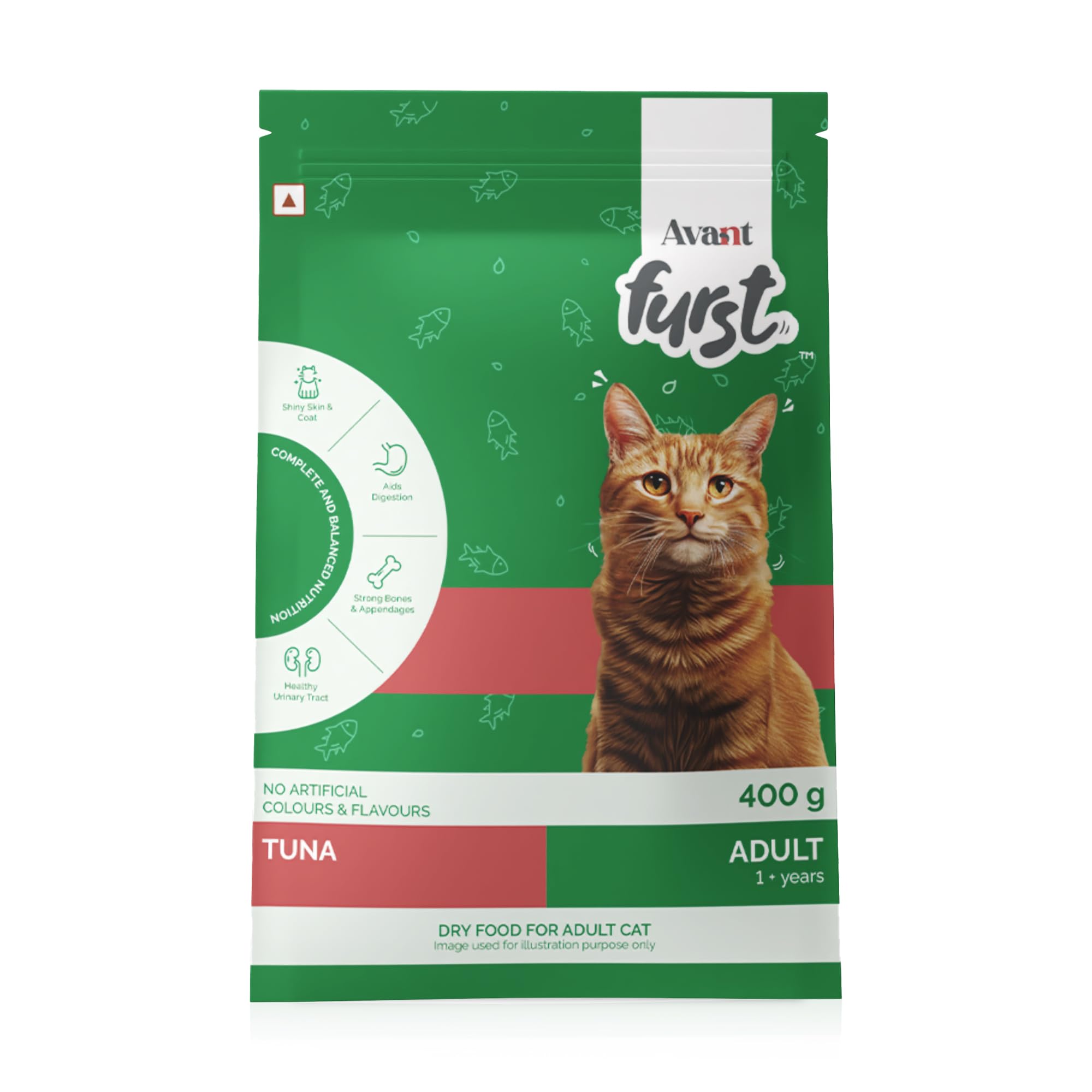 Avant Furst Adult Dry Cat Food Tuna Fish Flavor, Cat Food Dry with Real Tuna Fish, Taurine, Omega 3 & 6, No Artificial Additives, Daily Nutrition for Adult Cats, 400g