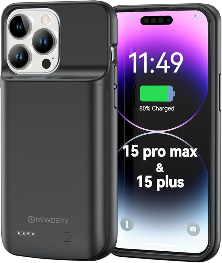 NEWDERY Battery Case for iPhone 15 Pro Max/iPhone 15 Plus