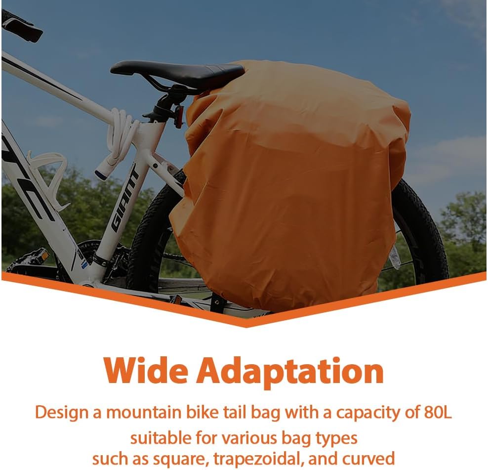 MiOYOOW Bike Bag Rain Cover, IPX6 Waterproof Bicycle Rack Cover with Elastic Drawstring Closure for 80L Rear Rack Bags