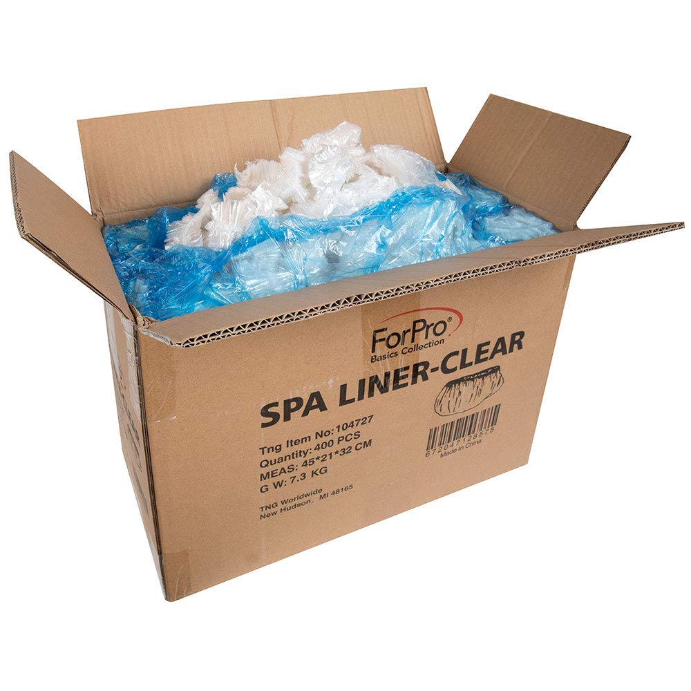 ForPro Basics Spa Liners, Clear, Fit All Pedicure Spas, Disposable Pedicure Liners, 400-Count