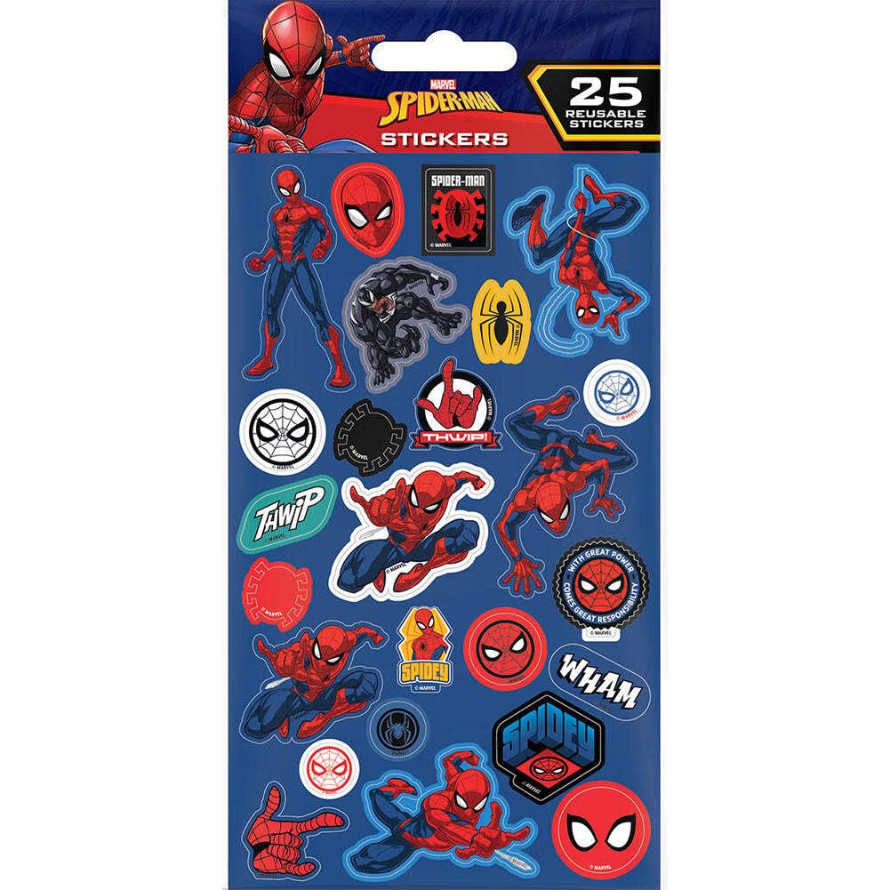 Spiderman (Spidey) 25pc Reusable Paper Stickers