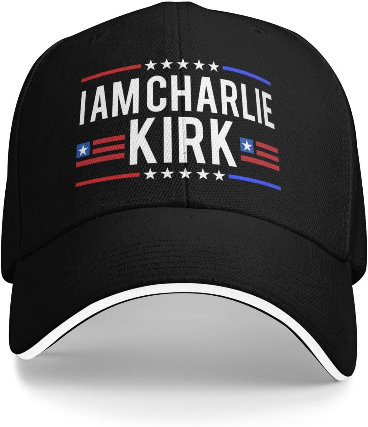 HACXZ I Am Charlie Kirk Hat Rest in Peace Trucker Sandwich Cap Black