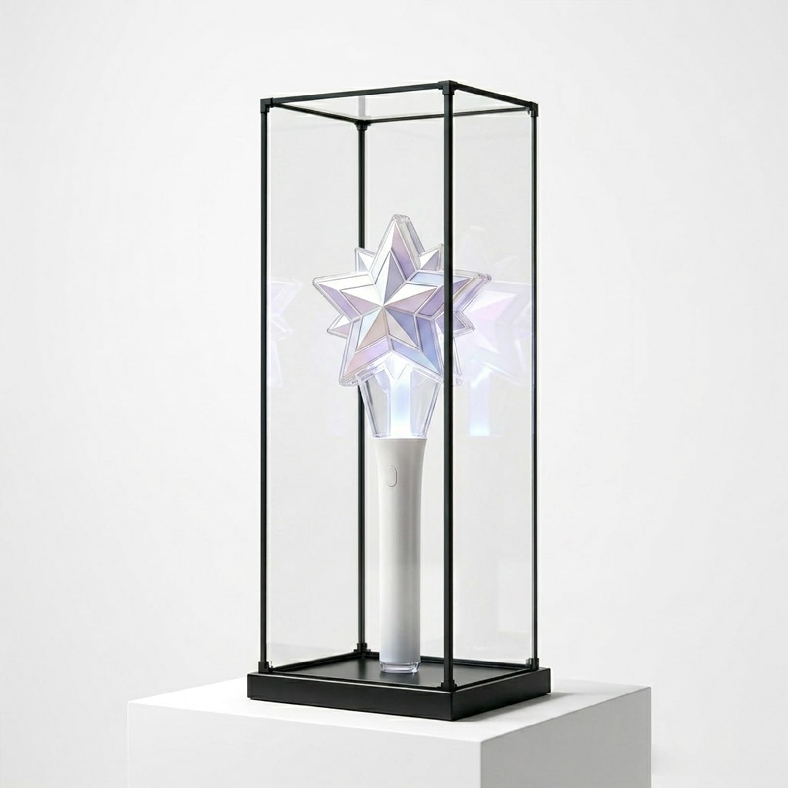 32 30 28 26in Extra Tall Acrylic Display Case with Metal Frame, Clear Dustproof Display Case for LED Light Sticks, Reinforced Showcase Cube Box(40x40x60cm/16x16x24in)
