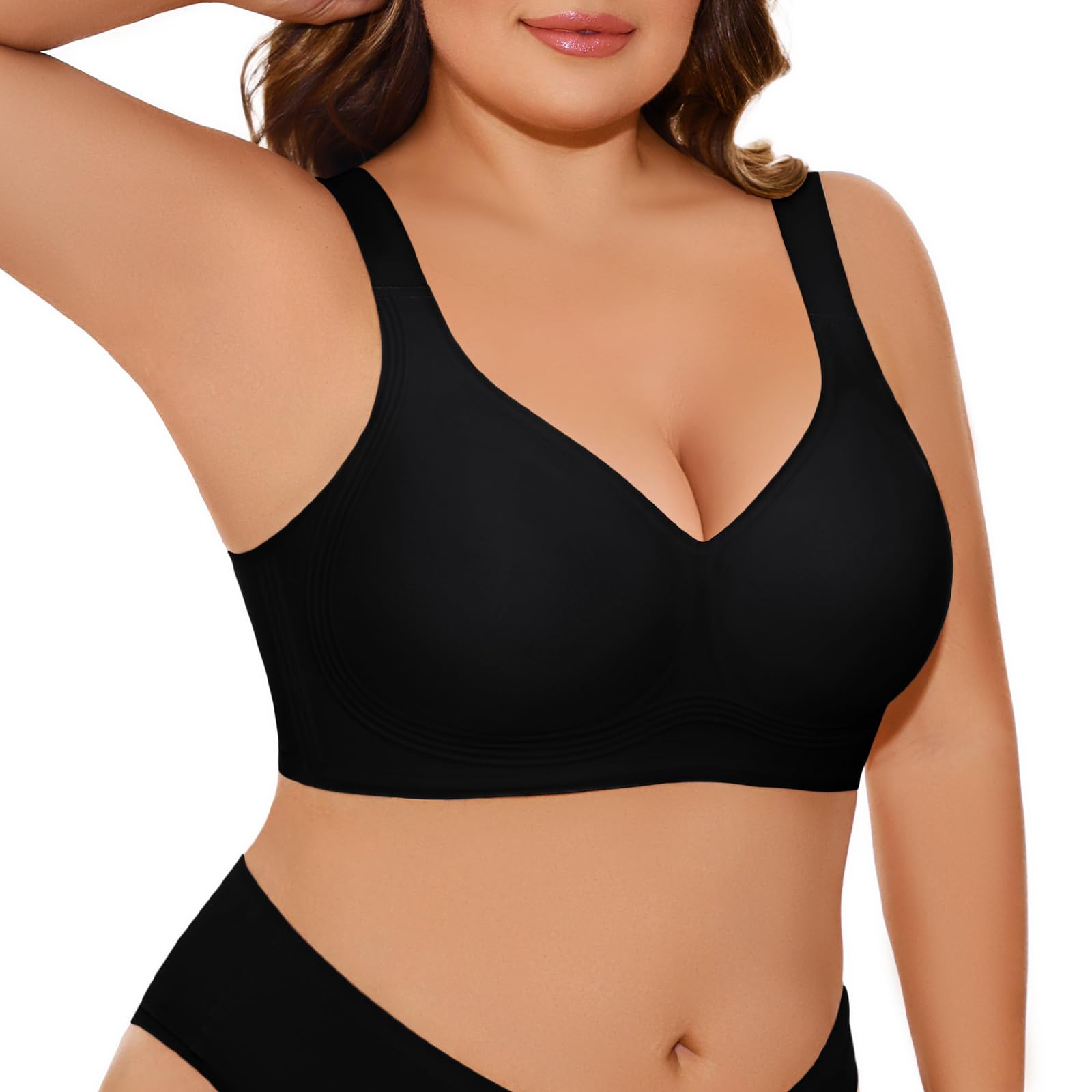 XJBTBA Biustonosze dla kobiet Plus Size Biustonosz typu Jelly bez fiszbin Push Up Bezszwowy, bezprzewodowy biustonosz żelowy podtrzymujący Pełne pokrycie Tshirt Bralettes Damski biustonosz na co dzień