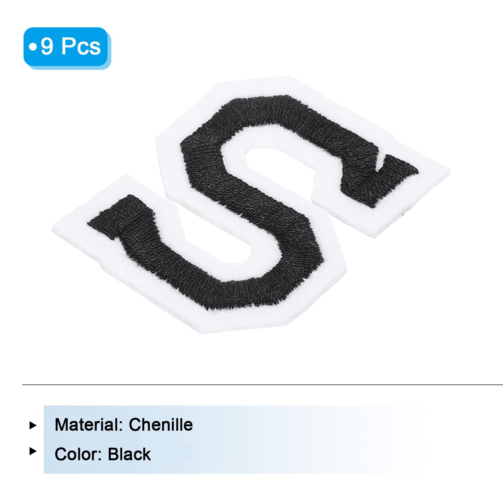 MECCANIXITY Lot De 9 écussons Brodés à Coudre Ou à Repasser - Motif Lettres D - 4,7 Cm - Processus Adhésif Thermofusible Pour Réparation De Vêtements, Sac à Dos, Jeans - Blanc