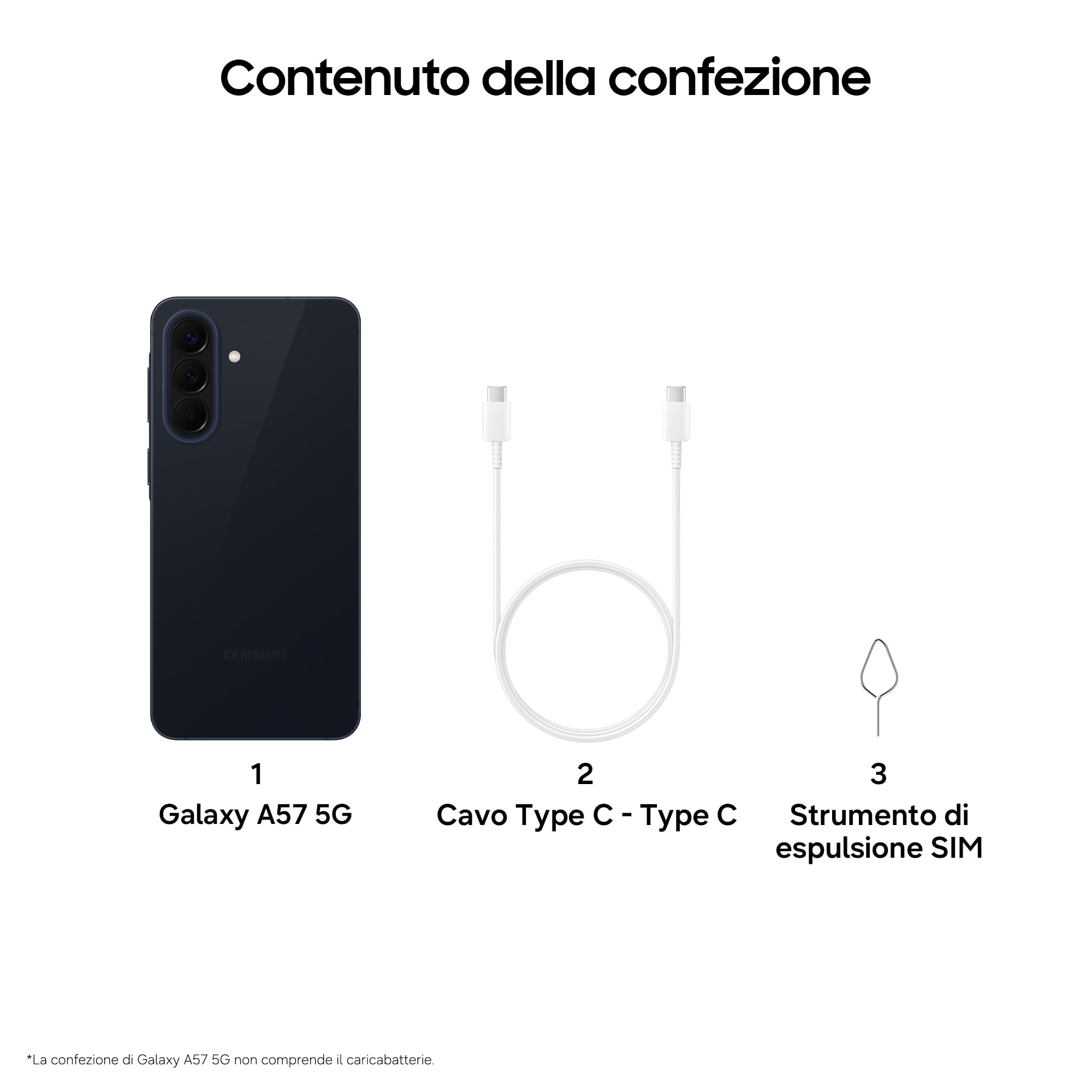 Samsung Galaxy A57 5G, 256GB, 3 anni di Garanzia, Smartphone sottile, Cerchia e Cerca, Gomma Oggetto, Volto Migliore, Tripla Camera, IP68, 5.000 mAh, Awesome Navy [Versione Italiana]