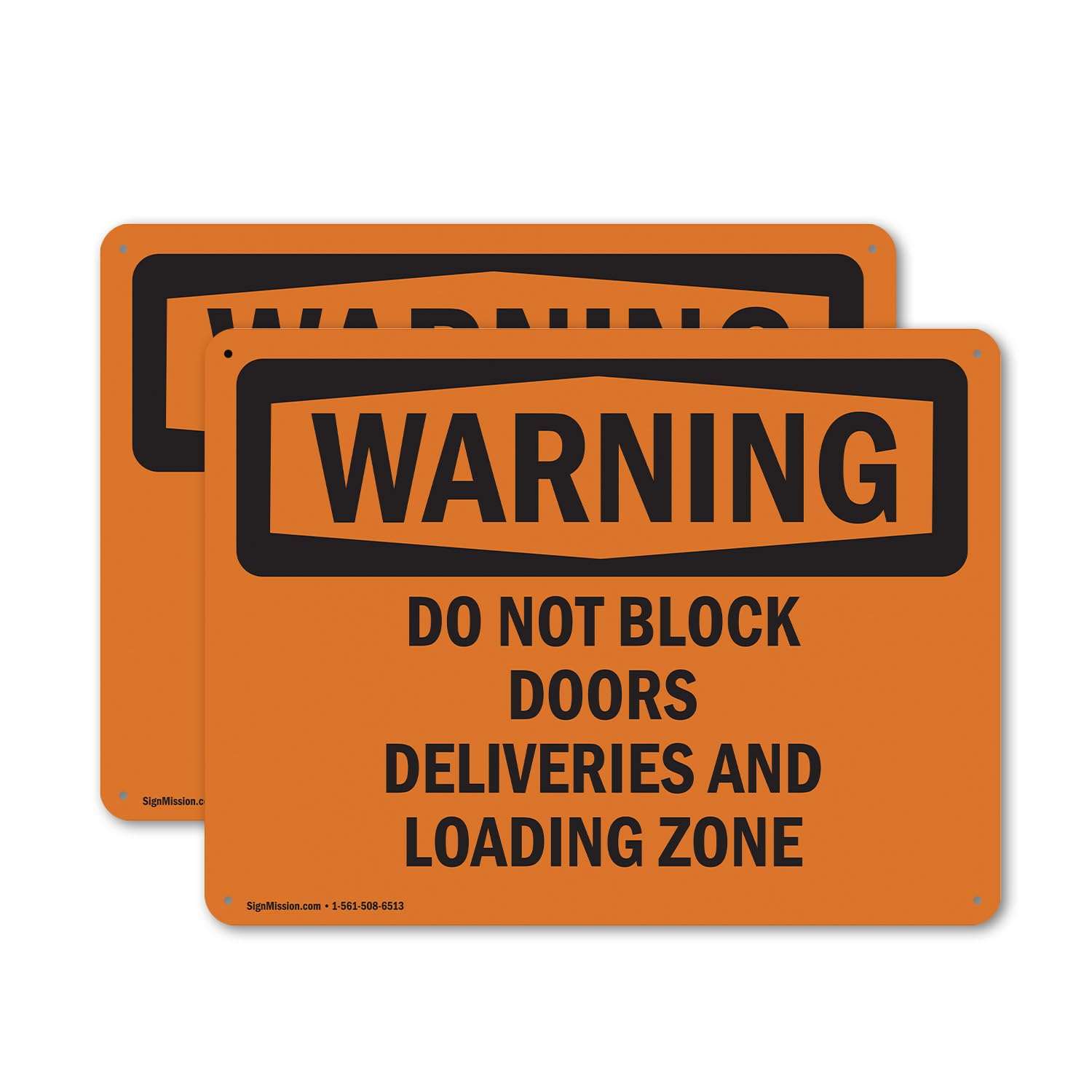 (2 Pack) Do Not Block Doors Deliveries And Loading Zone OSHA Warning Sign 18 Inch X 12 Inch Plastic Sign, Weather Resistant, UV Protected for Workplace, Business, Construction Site, Made in the USA