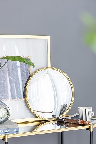 Miniatura 4 de Espejo redondo dorado D15, espejo circular con marco de hierro para sala de estar, dormitorio, tocador, entrada, pasillo