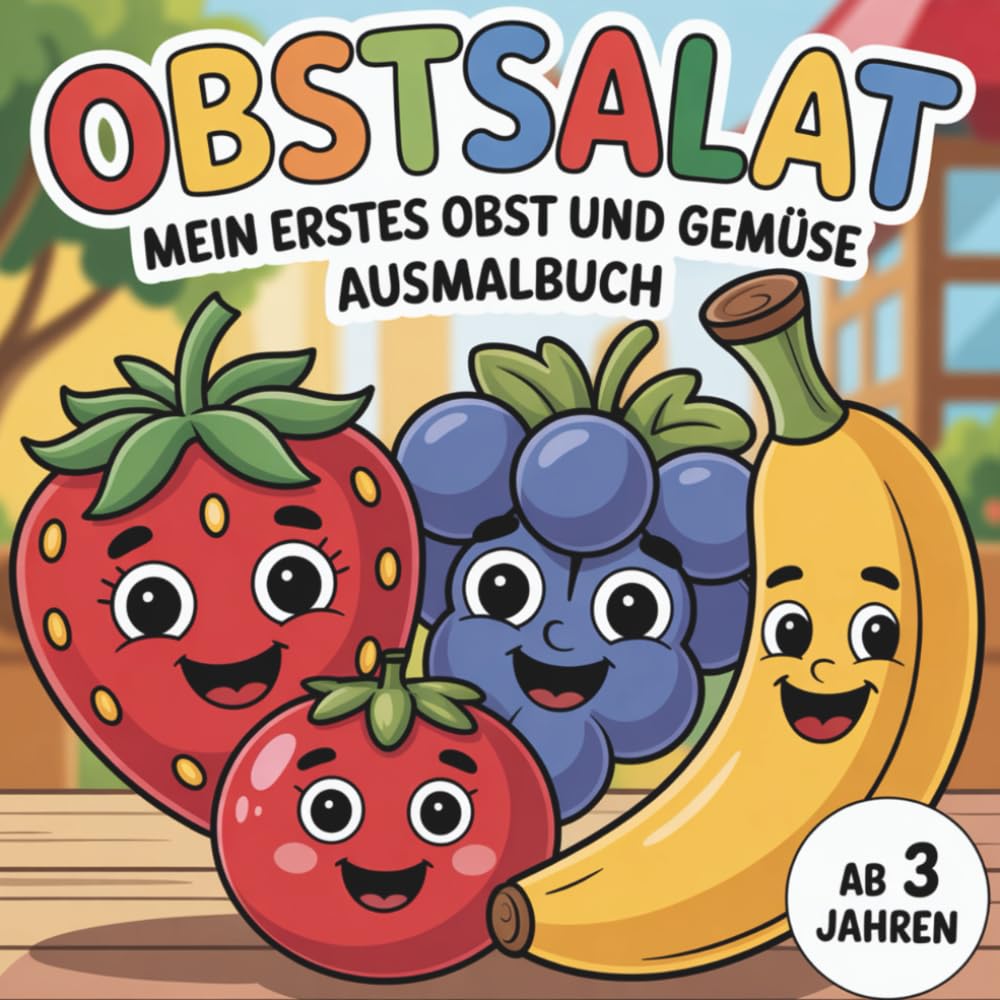 Obstsalat - Mein erstes Obst & Gemüse Ausmalbuch mit 50 fröhliche Früchte und lustiges Gemüse | Große Bilder | Dicke Linien | Für Kinder ab 3 Jahren