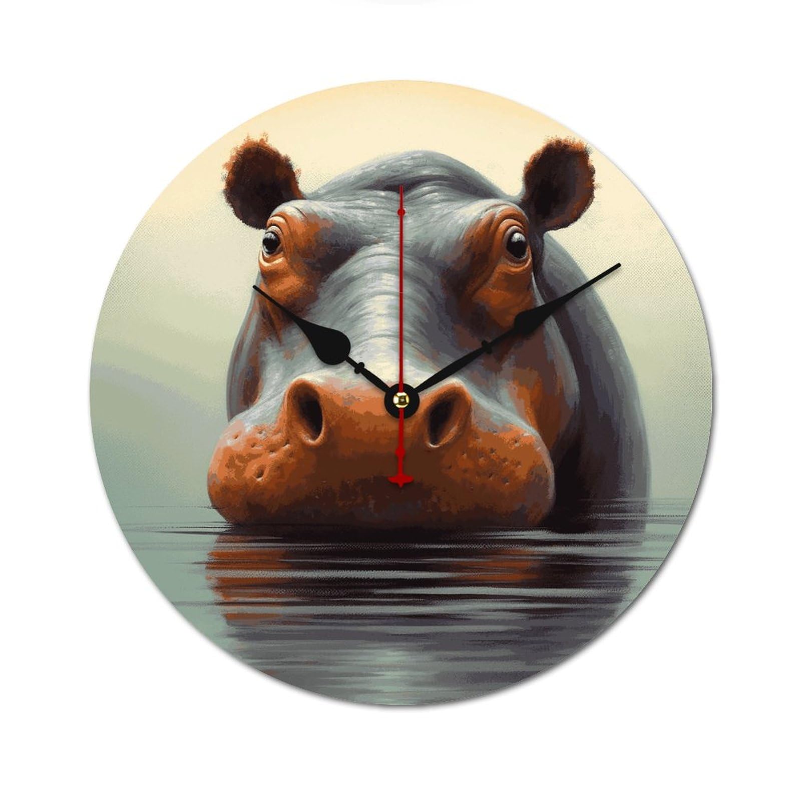 Horloge murale silencieuse Hippo grande pendule en bois sans tic-tac