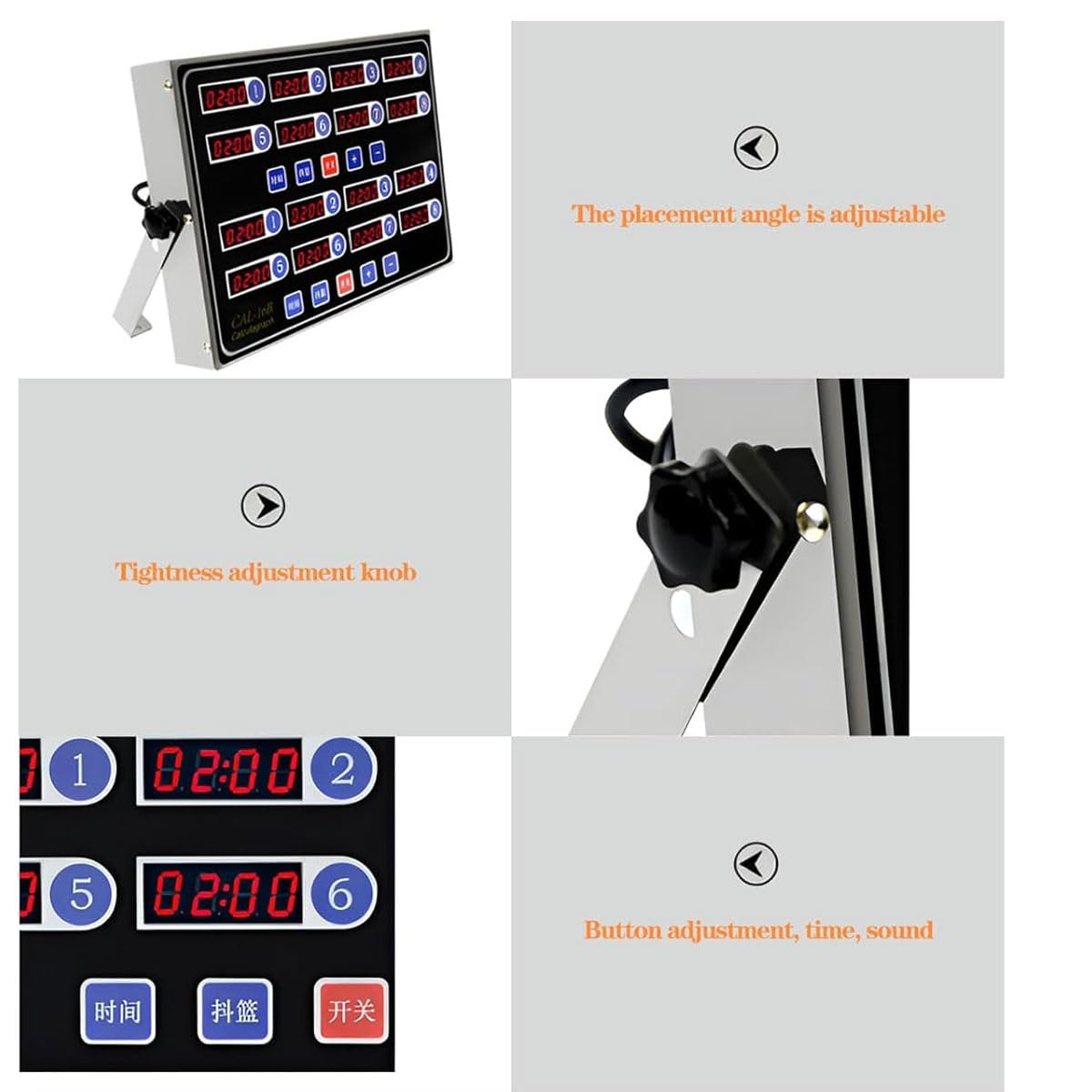 Temporizador de cocina digital de 16 canales, temporizador de cuenta regresiva electrónico con control de volumen de segundos de acero inoxidable, función de memoria, conversión de unidades múltiples