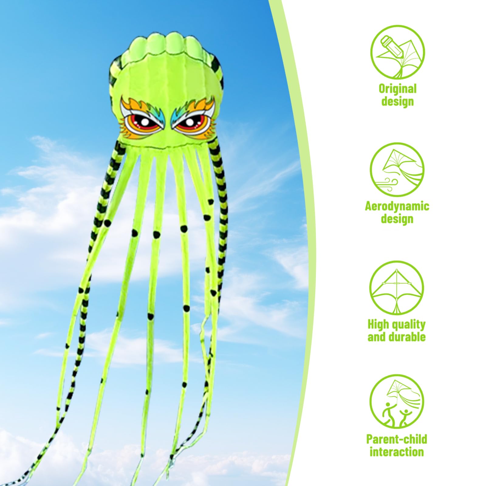 Drachen für Erwachsene, riesiger Oktopus-Drachen 7,9 m für Outdoor-Spaß, großer 3D-Drachen mit Rolle für Strand, Park und Familienfeiern – langlebiges Design, leicht zu fliegen