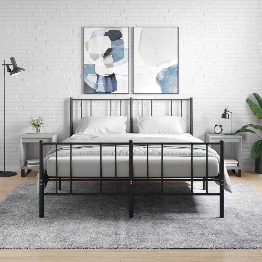 Table de chevet gris sonoma 2 pcs 40x35x50 cm avec pieds en métal