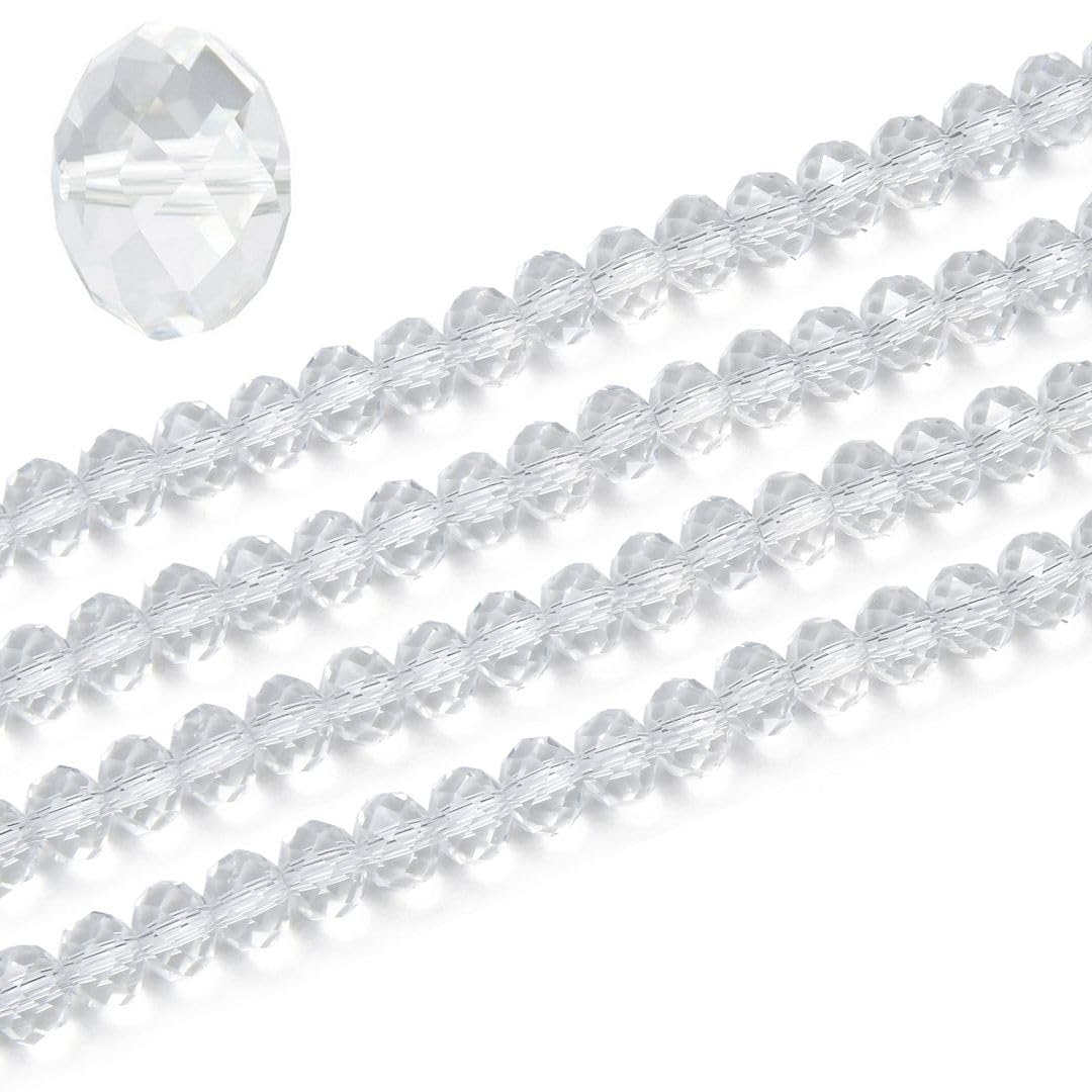 1000pcs Czech Faceted Rondelle Crystal Glass Beads 6mm Bulk Crystal Clear