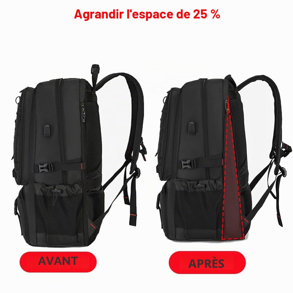 Sac a Dos Homme Travail, Extensible 60L 80L Sac a Dos Ordinateur, Sac a Dos Voyage Cabine Avion, Sacs à Dos pour Ordinateur Portable,Sac Ordinateur Homme