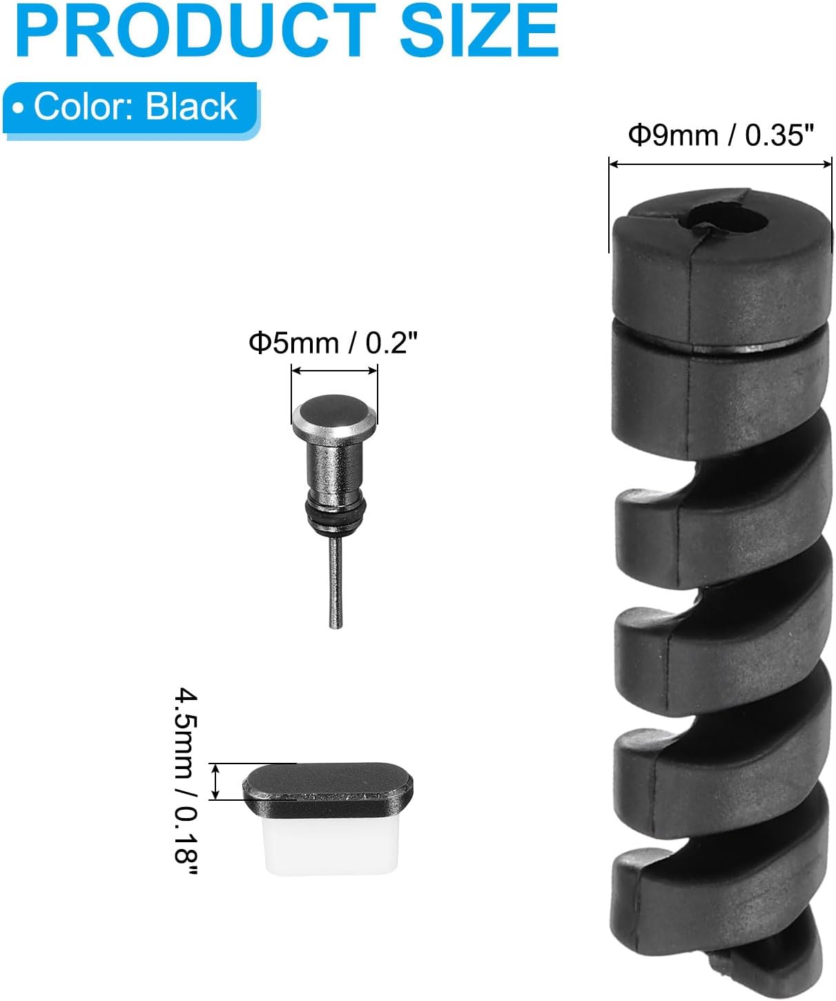 PATIKIL USB Dustproof Protectors Set, 12Pcs Type-C Dust Plugs Earphone Dust Caps Charging Port Cover Cable Protector for Laptops Desktops Computer Mobile Phones Headphones, Black