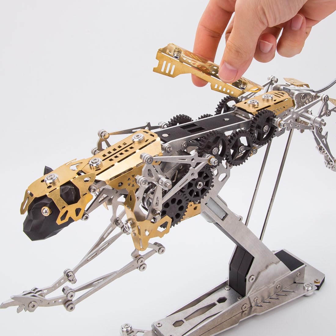 Set di puzzle in metallo 398 pezzi, modello Leopardo meccanico 3D, opzione regalo per amanti del modello e collezionisti