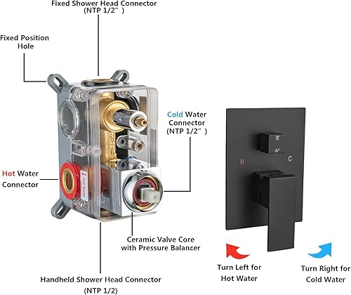 Miniatura 6 de Sistema de ducha de lluvia con boquilla de bañera, cabezal de ducha de lluvia de baño de 10 pulgadas, juego de grifo de ducha de tres funciones,