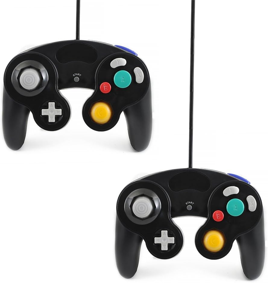 Qumox 2 X black wired classic controller joypad gamepad for N gc & wii