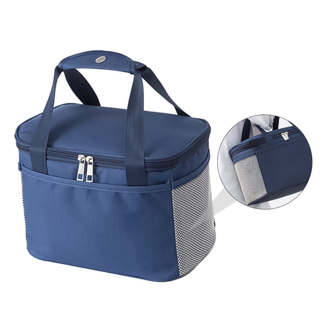 Alipis Kühltasche aus Oxford Großem Fassungsvermögen Picknicktasche Lunchbeutel mit Wärmespeicherung für Schule und Freizeit Inklusive Seitentaschen für Handy Blau