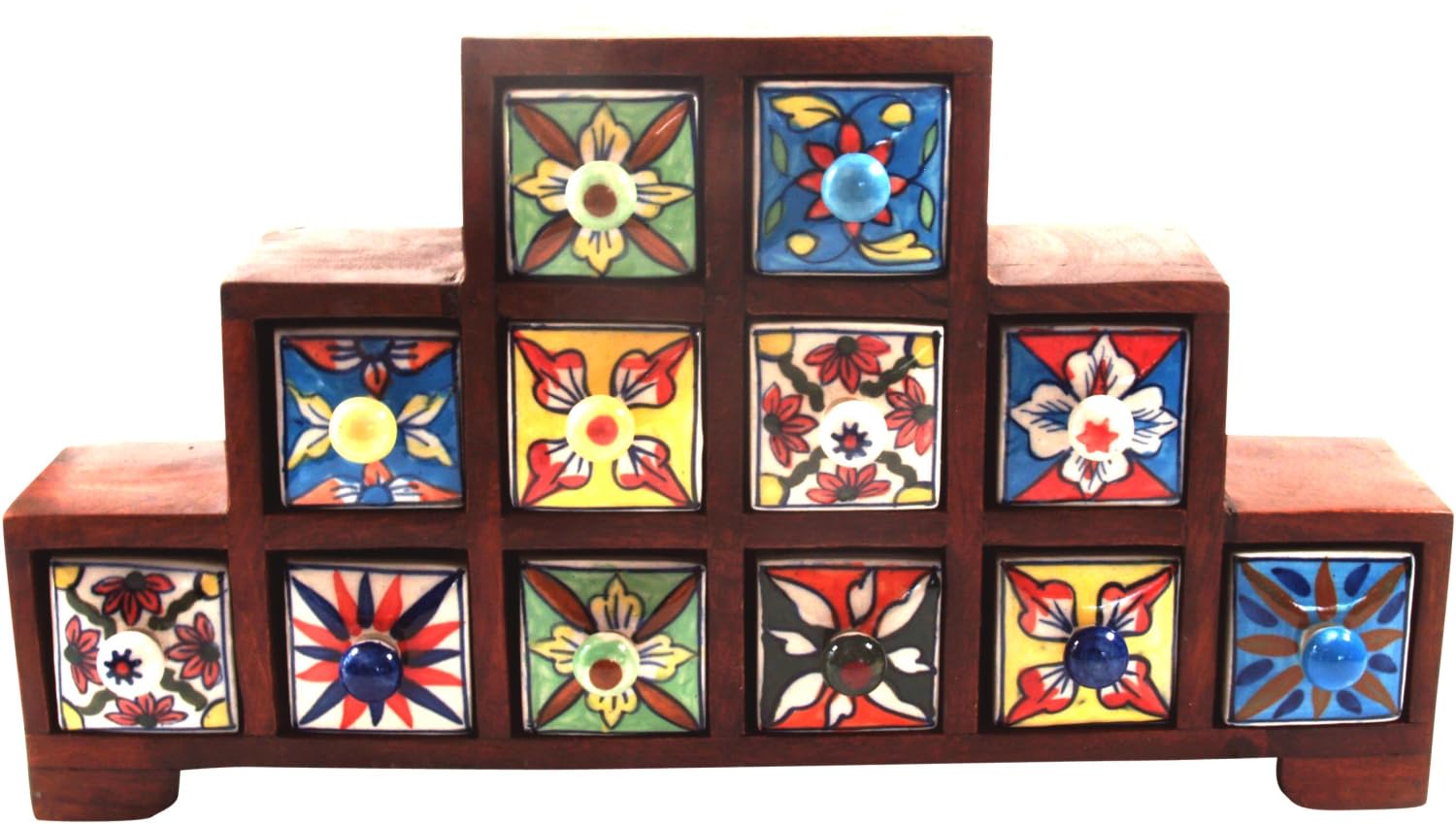 Guru-Shop Armadio per Farmacia con Cassetti Colorati in Keramink - 2,4,6 Scomparti, Marrone, 25x44x9 cm, Lattine, Scatole Cofanetti