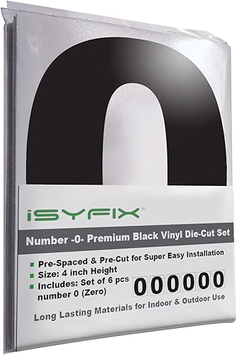 Vista 13 de iSYFIX Calcomanías de vinilo negro número 4 (cuatro) - 6 paquetes de 10 pulgadas autoadhesivas - Calcomanía troquelada y preespaciada para buzón, 4