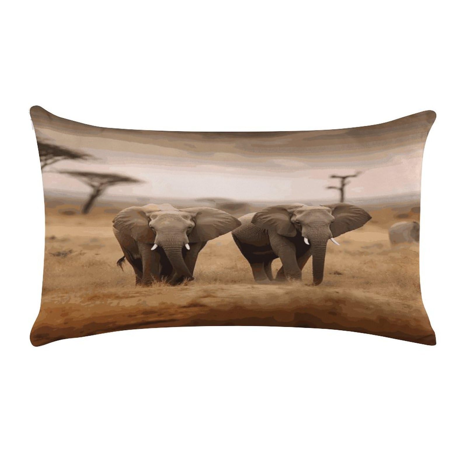 LDGSUPH Wild Animals Elephants Throw Pillow Cover with Zipper Long Throw Pillow Case Anti-Fading Pillow Protector Super Soft Decorative Cushion Case Exquisite Plush Pillowcase12 X 20 in