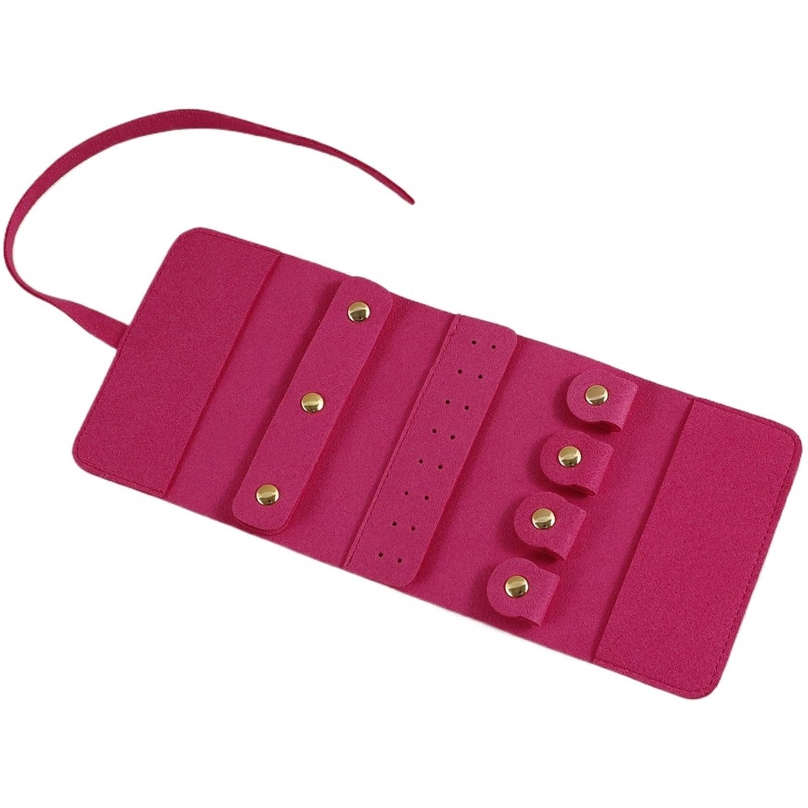 EYZJQSTUV Travel Jewellery Pouch, Jewelry Storage Roll Bag Multicolor Travel Case Bracelet Necklaces Earr(Rose Red)