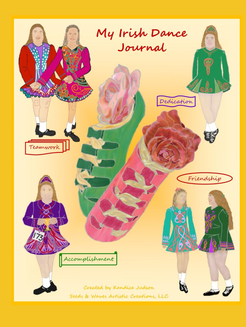 Journal de danse irlandaise jaune avec couverture et pages de suivi