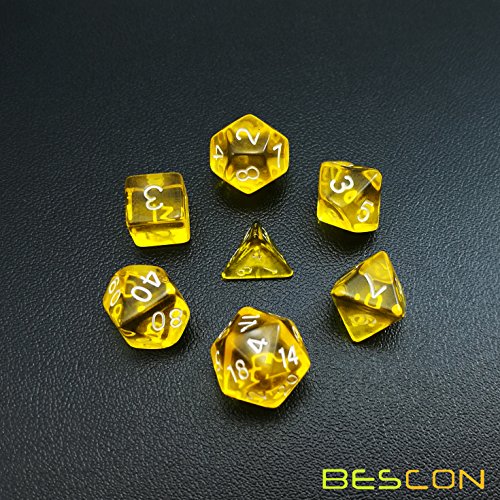 Bescon Mini Translucent Polyhedral RPG Dice Set 10MM, Small RPG Dice Set D4-D20 in Tube Packaging, Assorted Colored of 42pcs (7X6 - Thumbnail 6