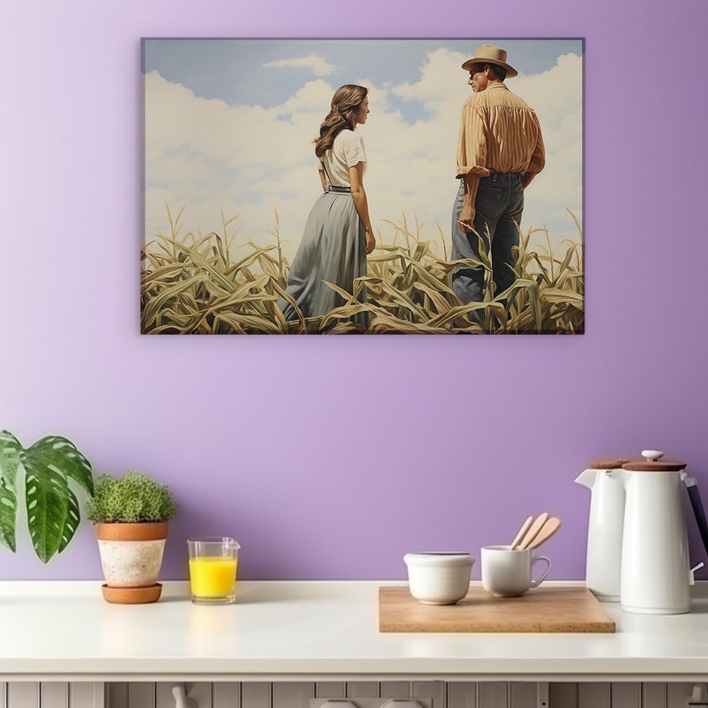 Canvas for Living room. Companionship Amidst the Golden Harvest Under a Tranquil Sky, 27 x 18 inch Canvas Wall Art - Photographic Simplicity - Modern Home Decor - 69x46 cm (27x18 inch)