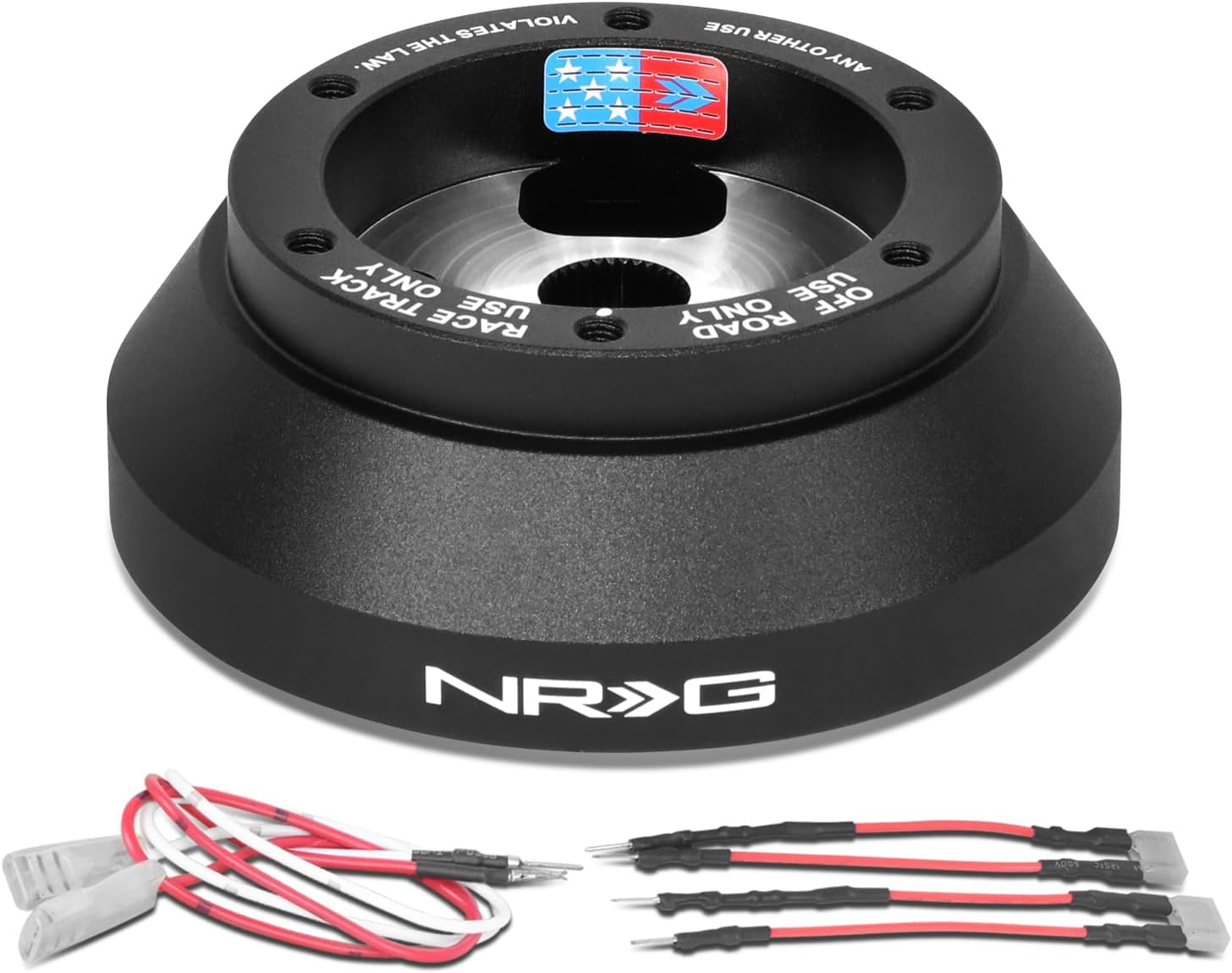 NRG Innovations Steering Wheel Race Short Hub, Aluminum Racing Hub Adapter, Quick Release Compact Style Race Hub Adapter, Compatible With 05-14 Corvette C6, Black, NRG-SRK-RL177H