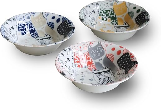 awasaka CA88-Y01 Trio Large Bowl, Dinnerware Set, Microwave, Dishwasher Safe, Gift, Table Talk Presents