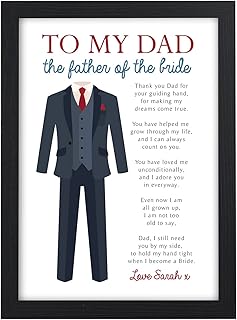 To My Dad Wedding Favour Personalised Father of the Bride Thank You Poem Dad, Daddy, Grandad, Step Dad - Thank You Presents for Brides Father - A5, A4 Prints and Frames