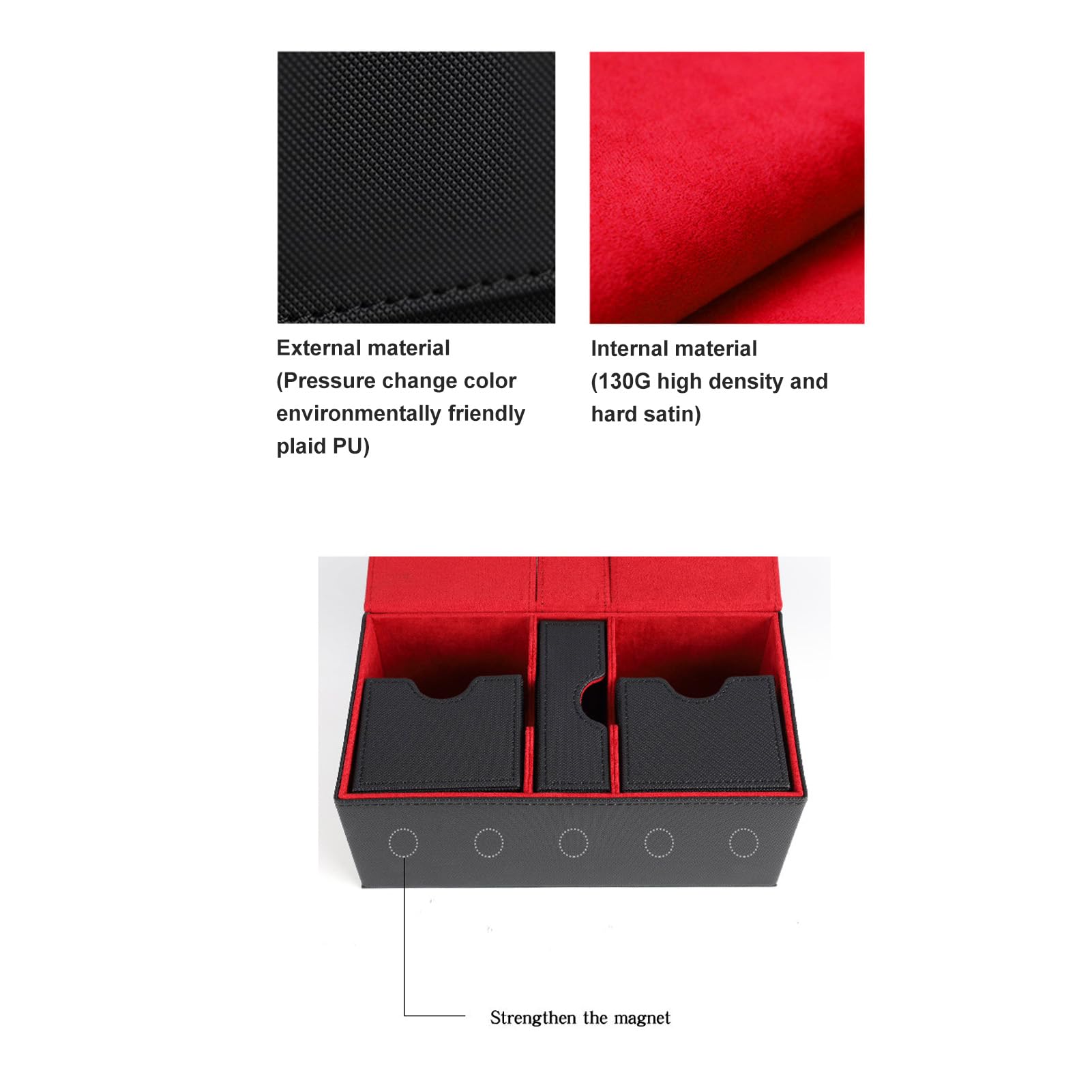 Luocute Scatola Porta Carte, Contenitore per Mazzi con 3 Cassetti, per | Contiene Oltre 200 Carte Standard, 205×115×90 Mm, Chiusura Magnetica in PU