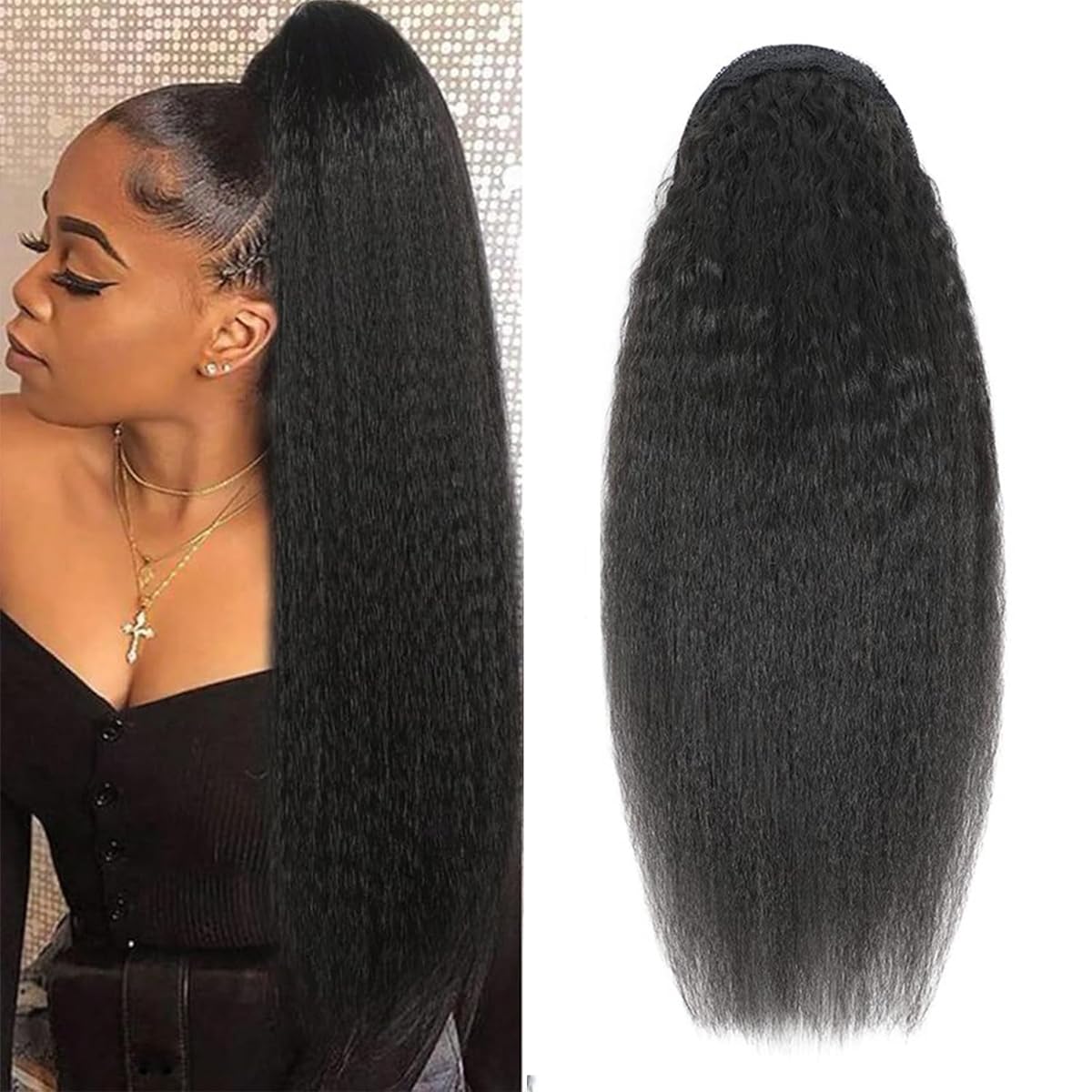 Amazon.com : Yaki Kinky Straight Ponytail Wrap Drawstring 