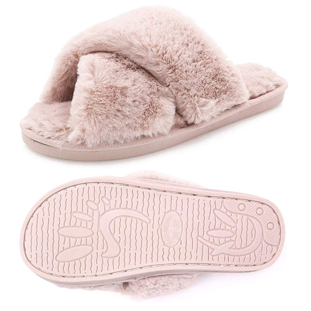 Fadezar Pantofole Peluche Donna Ciabatte da Casa Comode Invernali Moda Scarpe Sandali Slippers