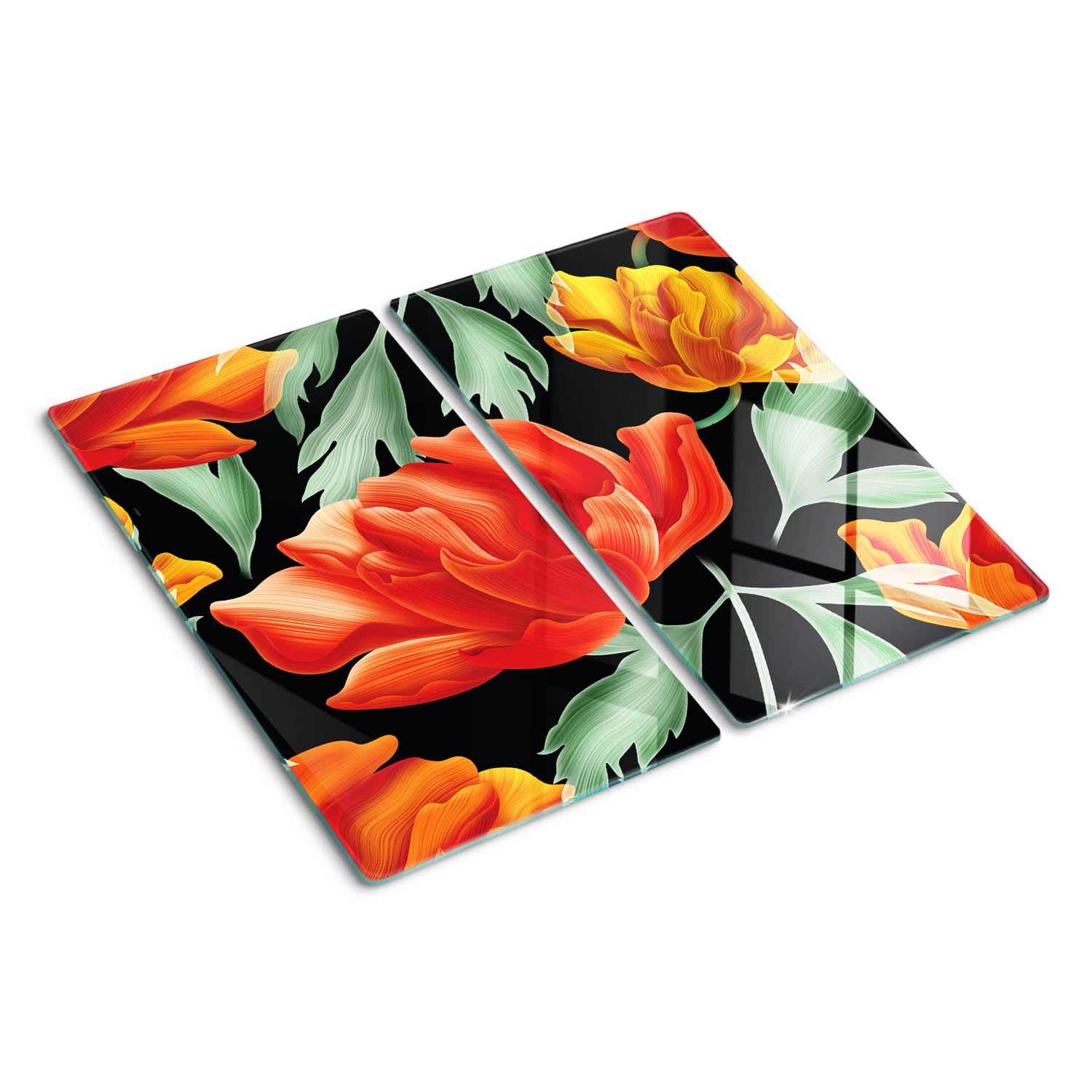 Planche en verre résistant à la chaleur avec pieds antidérapants design orchidée