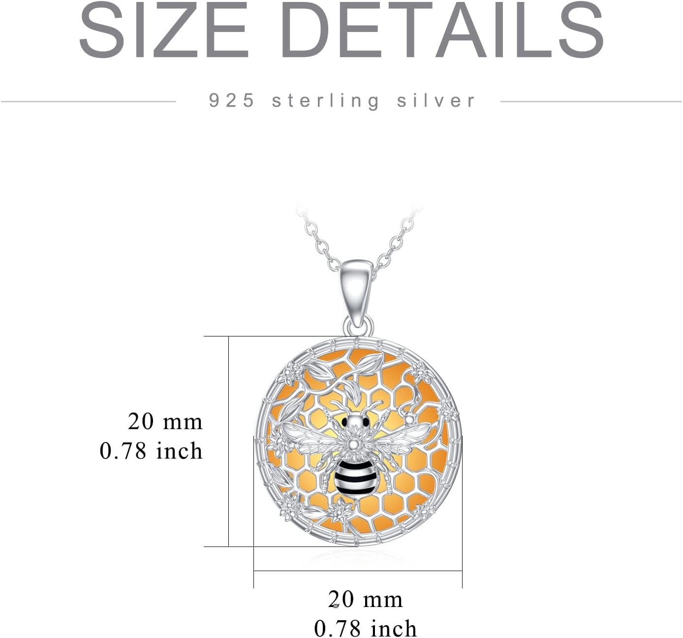 PROESS Bee Necklace for Women with Honeycomb Sterling Silver Bumble Bee Pendant Jewelry Birthday Christmas Graduation Gifts