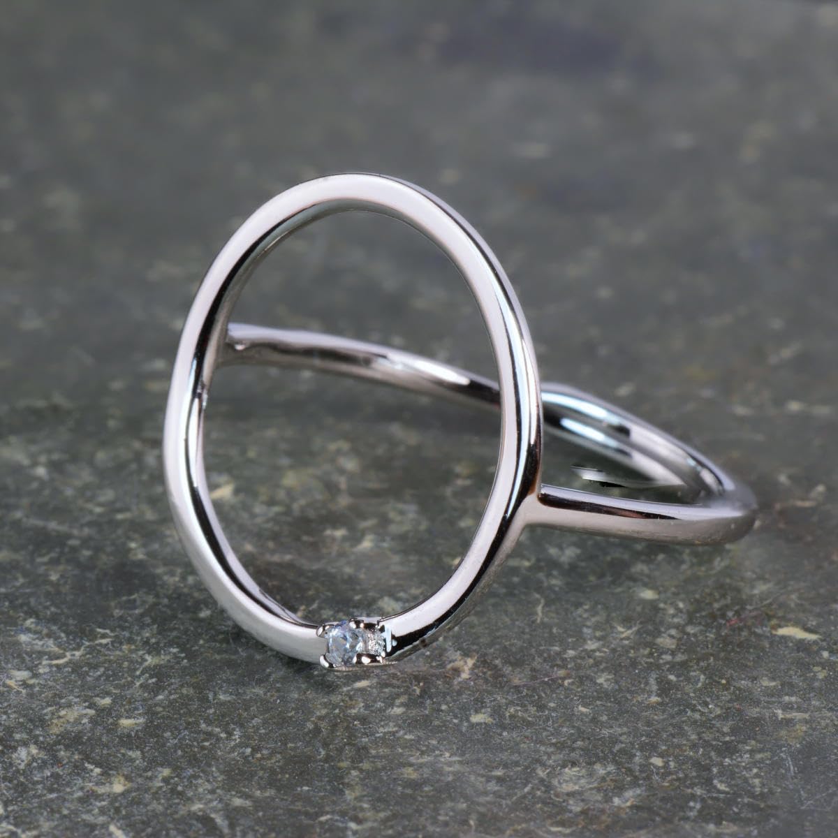 NicoWerk Anillo de plata 925 para mujer, elegante anillo de plata 925 con piedra, ajustable, sencillo y brillante - SRI1109