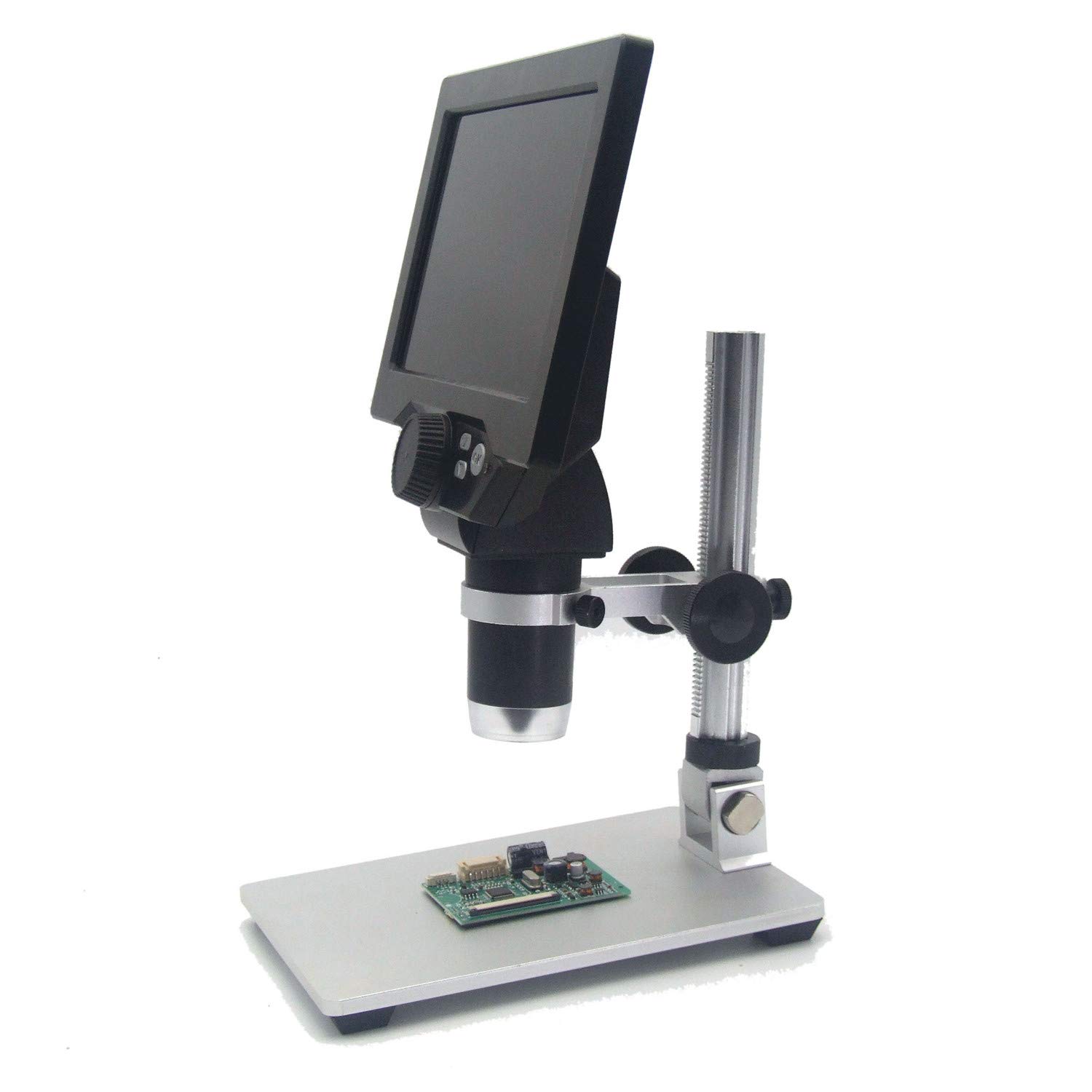 EMEBAY Microscopio Digitale HD LCD da 7 Pollici Batteria Ricaricabile | Microscopio Video Elettronico, 12 MP, Microscopio Portatile con Supporto in Metallo